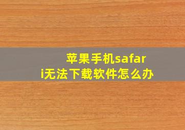 苹果手机safari无法下载软件怎么办