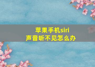 苹果手机siri声音听不见怎么办