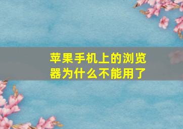 苹果手机上的浏览器为什么不能用了