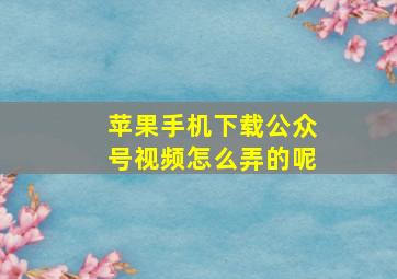 苹果手机下载公众号视频怎么弄的呢