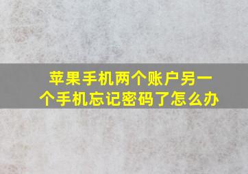 苹果手机两个账户另一个手机忘记密码了怎么办