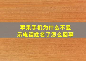 苹果手机为什么不显示电话姓名了怎么回事