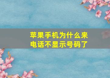 苹果手机为什么来电话不显示号码了