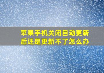 苹果手机关闭自动更新后还是更新不了怎么办