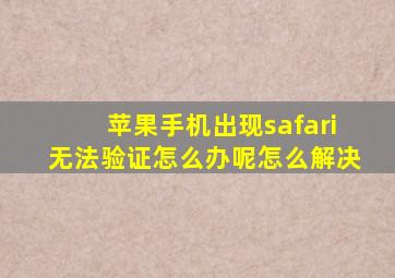 苹果手机出现safari无法验证怎么办呢怎么解决