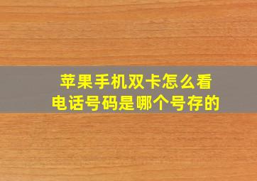 苹果手机双卡怎么看电话号码是哪个号存的