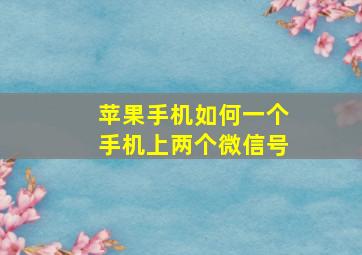 苹果手机如何一个手机上两个微信号