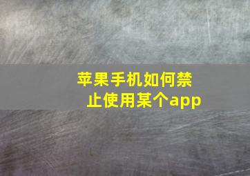 苹果手机如何禁止使用某个app