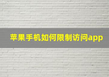 苹果手机如何限制访问app