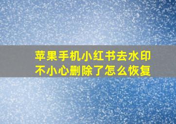 苹果手机小红书去水印不小心删除了怎么恢复