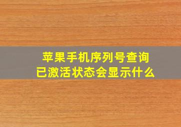 苹果手机序列号查询已激活状态会显示什么