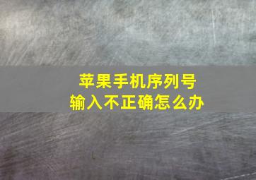 苹果手机序列号输入不正确怎么办