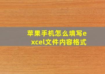 苹果手机怎么填写excel文件内容格式