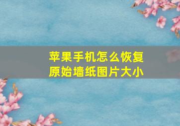 苹果手机怎么恢复原始墙纸图片大小