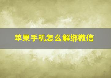 苹果手机怎么解绑微信