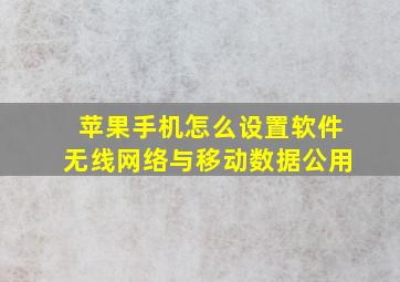 苹果手机怎么设置软件无线网络与移动数据公用