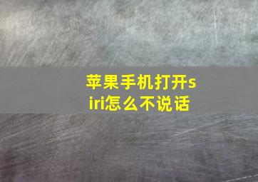 苹果手机打开siri怎么不说话