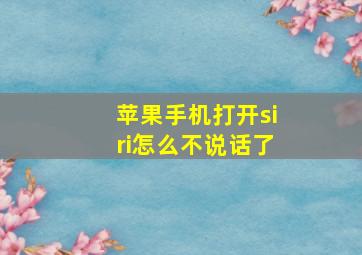 苹果手机打开siri怎么不说话了