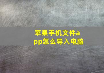 苹果手机文件app怎么导入电脑