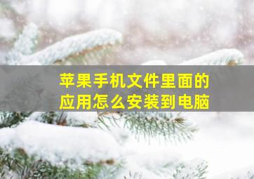 苹果手机文件里面的应用怎么安装到电脑