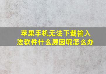 苹果手机无法下载输入法软件什么原因呢怎么办