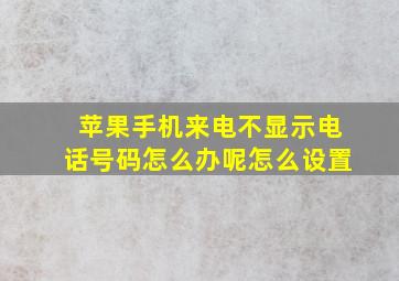 苹果手机来电不显示电话号码怎么办呢怎么设置