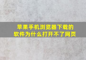 苹果手机浏览器下载的软件为什么打开不了网页