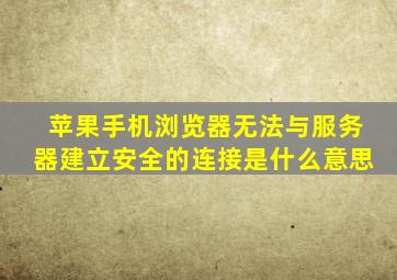 苹果手机浏览器无法与服务器建立安全的连接是什么意思