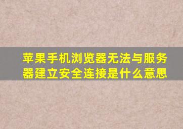 苹果手机浏览器无法与服务器建立安全连接是什么意思