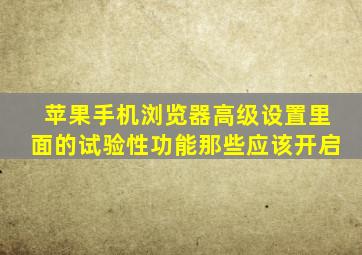 苹果手机浏览器高级设置里面的试验性功能那些应该开启