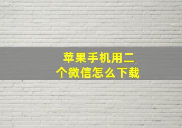 苹果手机用二个微信怎么下载