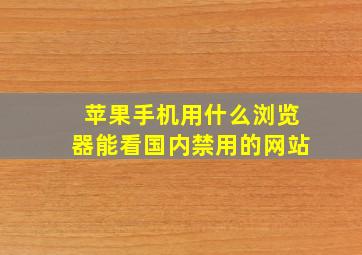 苹果手机用什么浏览器能看国内禁用的网站