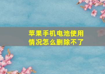 苹果手机电池使用情况怎么删除不了