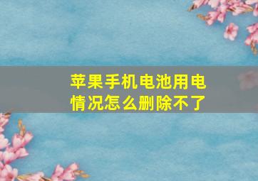 苹果手机电池用电情况怎么删除不了