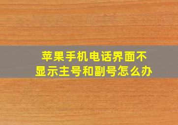 苹果手机电话界面不显示主号和副号怎么办