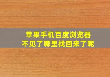 苹果手机百度浏览器不见了哪里找回来了呢