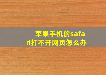 苹果手机的safari打不开网页怎么办