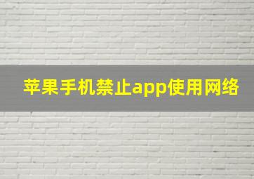 苹果手机禁止app使用网络