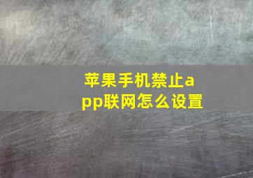 苹果手机禁止app联网怎么设置