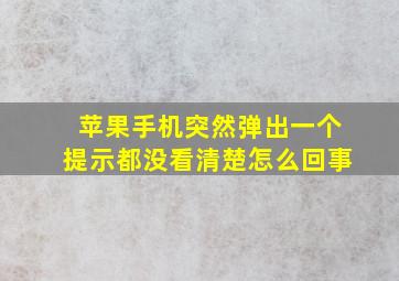 苹果手机突然弹出一个提示都没看清楚怎么回事