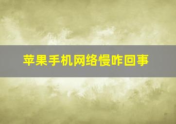 苹果手机网络慢咋回事