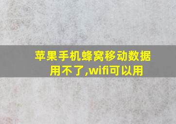 苹果手机蜂窝移动数据用不了,wifi可以用