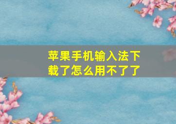 苹果手机输入法下载了怎么用不了了