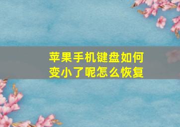 苹果手机键盘如何变小了呢怎么恢复