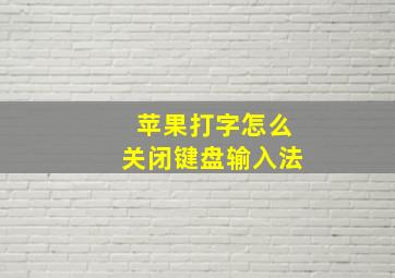 苹果打字怎么关闭键盘输入法