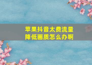 苹果抖音太费流量降低画质怎么办啊