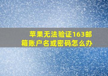 苹果无法验证163邮箱账户名或密码怎么办