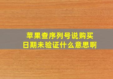 苹果查序列号说购买日期未验证什么意思啊