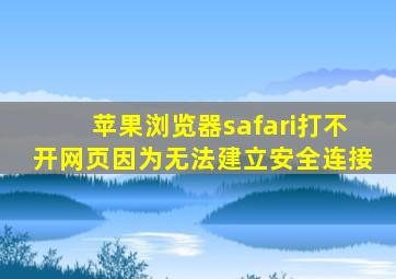 苹果浏览器safari打不开网页因为无法建立安全连接