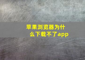 苹果浏览器为什么下载不了app